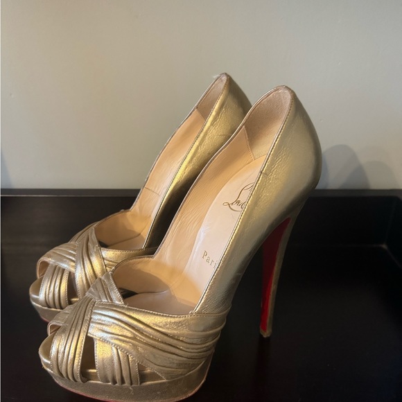 Christian Louboutin gold 150mm sexy party shoes in size 38 - Picture 10 of 11